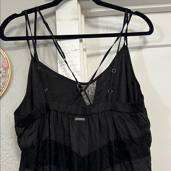 BILLABONG DESIGNERS CLOSET BLACK SHEER CUTOUT COTTON MAXI DRESS LARGE - Picture 9 of 16